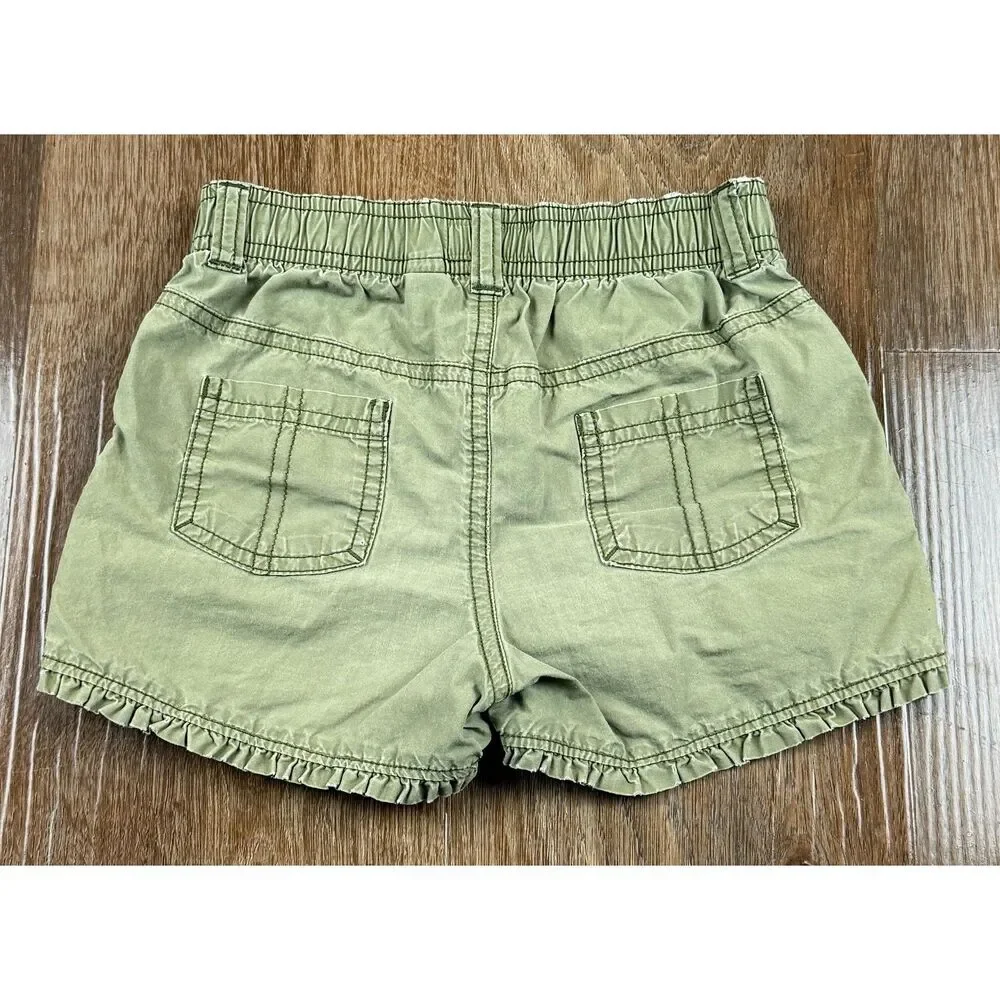 OshKosh B'gosh Girls Olive Green Ruffle Hem Shorts 4T